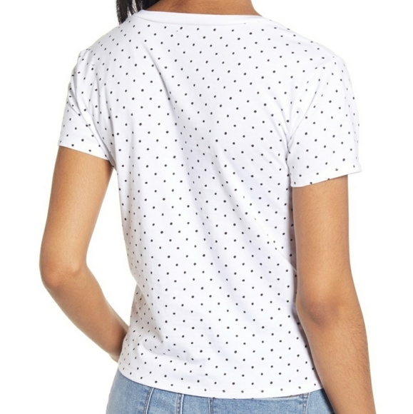 New! BP White Cotton Cropped Top Black Polka Dots - Picture 2 of 6